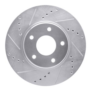 Infiniti Q45 Brake Rotor (1) - Front Left - R1 Concepts - Drilled & Slotted - Silver - `02-`17